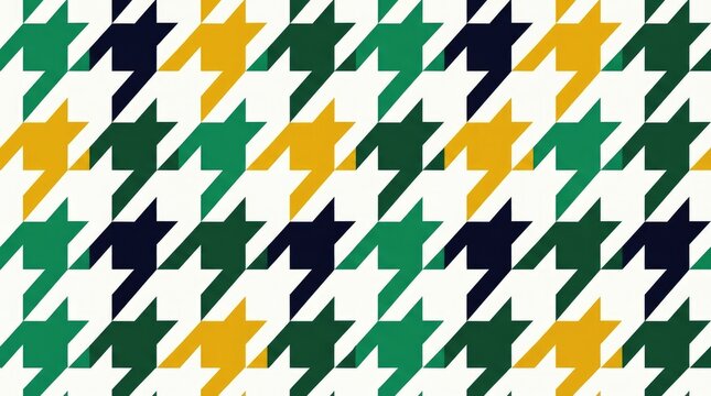 Colorful houndstooth pattern in green yellow and navy blue