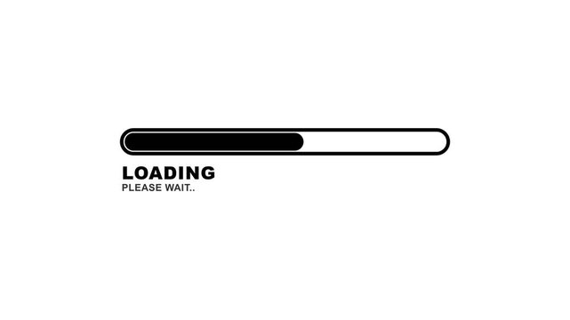 Minimalist Loading Progress Bar with Please Wait Text on White Background for Digital Interface Design