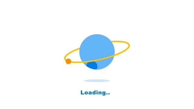 Minimalist Space Theme Loading Screen with Stylized Blue Planetary Orbit Illustration for Digital Interface