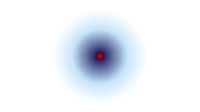 Spherical s orbital electron cloud visualization with radial probability distribution gradient