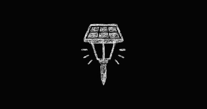 Sketch solar lamp icon animation - smooth progressive reveal