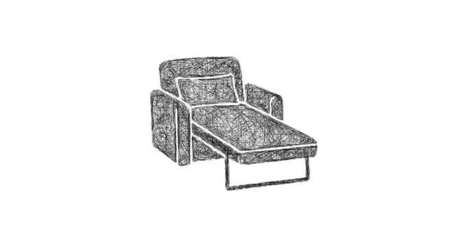 Sketch sleeper armchair icon animation - smooth progressive reveal