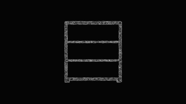 Sketch empty bookshelf icon animation - smooth progressive reveal