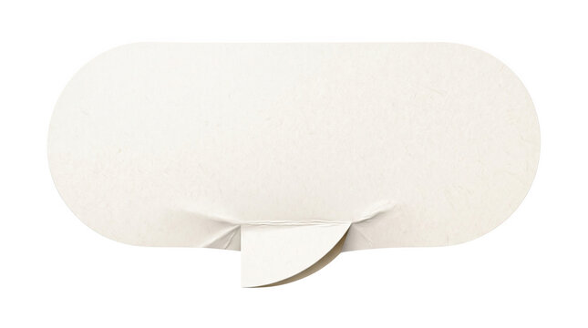A blank white rounded rectangular speech bubble sign with a small handle for holding during events or photos isolated on transparent background