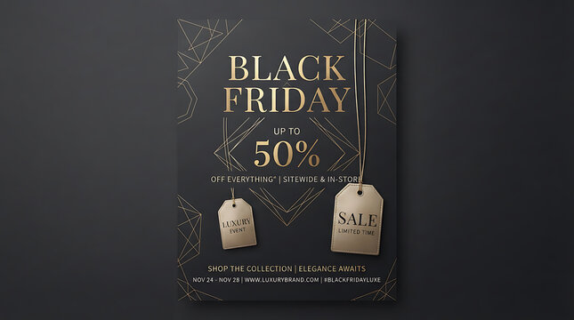 Memphis Style Black Friday Sale Poster Template with Geometric Patterns