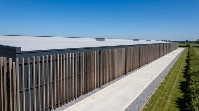 Data Center Timber Facade In Weathered Larch Over Dark Cladding