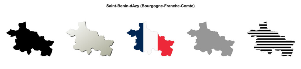Fototapeta premium Saint-Benin-dAzy (Bourgogne-Franche-Comte) blank outline map set