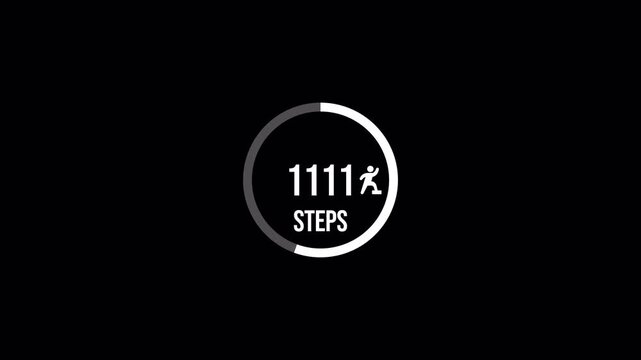 2000 walking Steps Progress Counter Animation on Transparent Background, Fitness Step Tracker Motion Graphic
