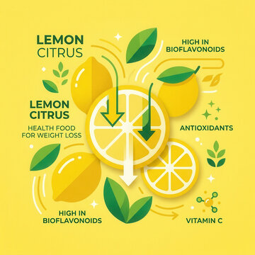 Vibrant Lemon Citrus Health Benefits And Vitamin C Infographic