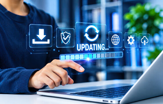 Software Update and System Upgrade Progress on Laptop