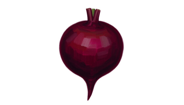 Oil pastel style illustration of a whole fresh red beetroot isolated on transparent background