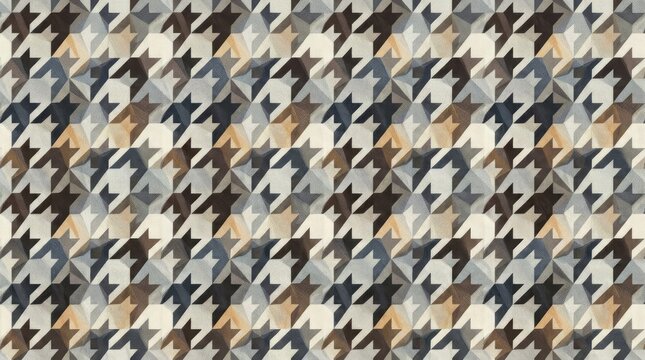 Modern houndstooth pattern with geometric textured fabric effect