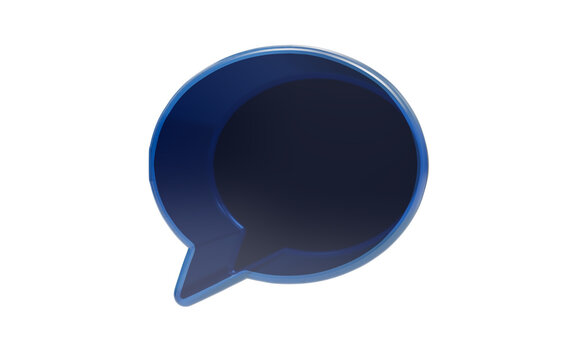 Blue speech bubble 3d icon isolated on transparent background for messaging and communication concepts in professional social media and customer support mobile application interface design projects