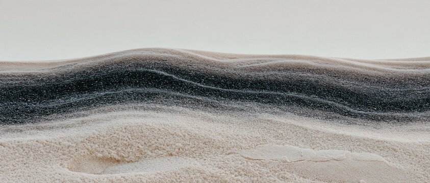 Snow covered ground strip with a crusted texture and a footprint, isolated on a blank plane with copy space for winter compositing