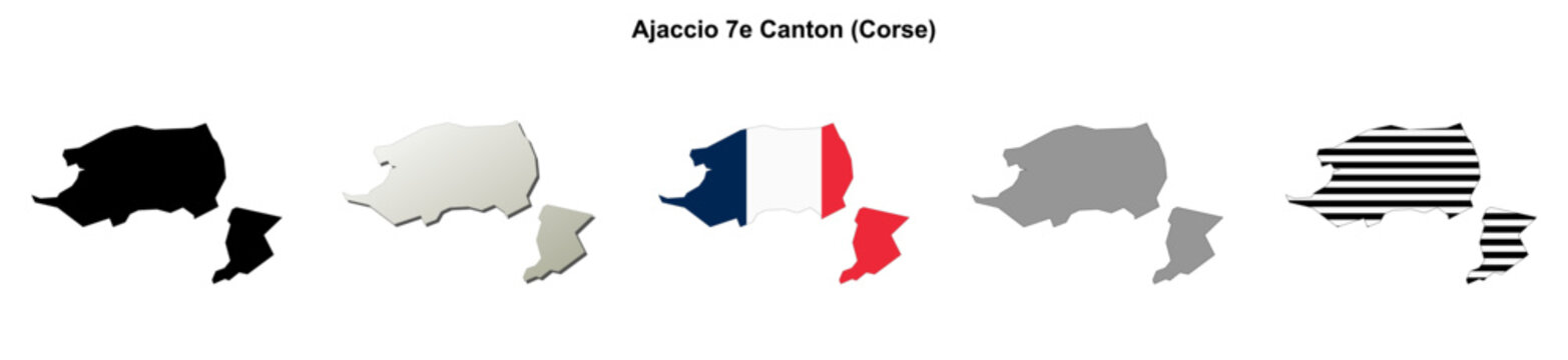 Ajaccio 7e Canton (Corse) blank outline map set