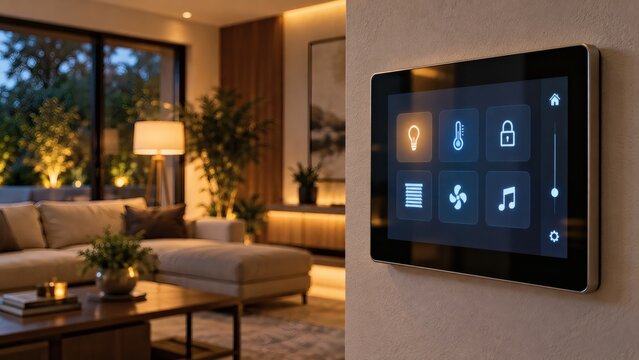 Smart Home Control Panel on Wall