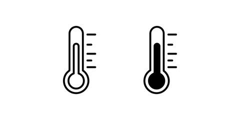 Thermometer temperature gauge icons with measurement scale for weather monitoring and climate control. © gpt