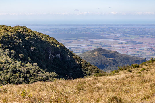 Panoramic View from Fortaleza Canyon to the Atlantic Ocean in Cambara do Sul, Brazil