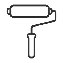 Fototapeta premium Minimalist black line art of paint roller tool on white background.