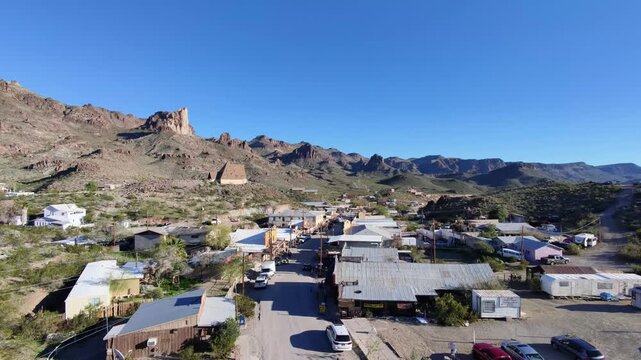Aerial View of Oatman Arizona Mountain Backdrop