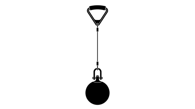 Black silhouette of a hammer throw equipment on a white background