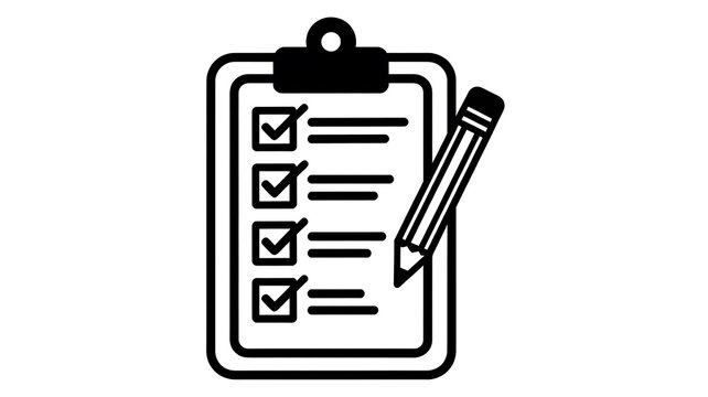 Clipboard with checklist and pencil icon