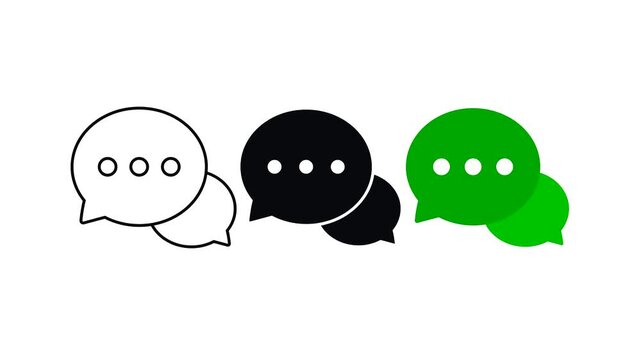 Set of round speech bubble icons for communication and messaging apps in flat design style
