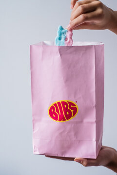 Tallinn, Estonia - September 20, 2026: BUBS candy brand logo. BUBS foam candy. BUBS is a Swedish confectionery brand known for colorful gummy and foam sweets owned by Orkla Snacks.