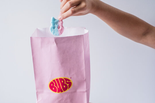 Tallinn, Estonia - September 20, 2026: BUBS candy brand logo. BUBS foam candy. BUBS is a Swedish confectionery brand known for colorful gummy and foam sweets owned by Orkla Snacks.