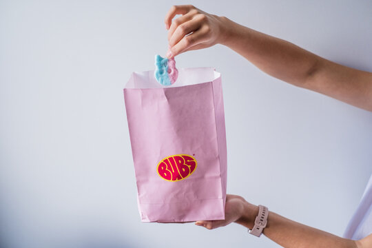 Tallinn, Estonia - September 20, 2026: BUBS candy brand logo. BUBS foam candy. BUBS is a Swedish confectionery brand known for colorful gummy and foam sweets owned by Orkla Snacks.