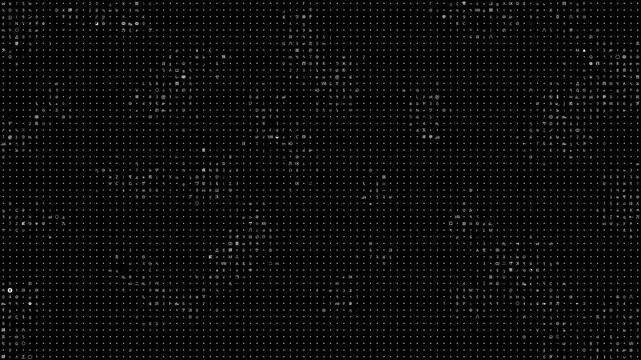 Animation sign and symbols. Random glyph, numbers and letters. Tech matrix grid background. Motion design.