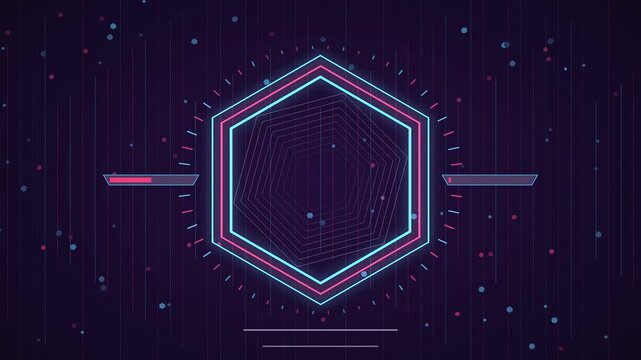 Geometric Glowing Hexagon Pattern Against Starry Digital Background