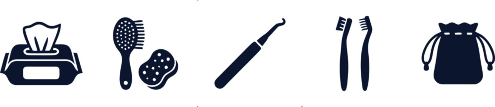 A comprehensive vector set featuring various essential personal hygiene and daily grooming items for dental and skincare routines