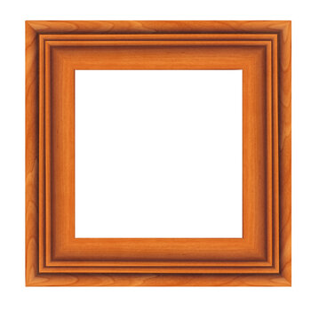 Isolated Photo Frame, Wooden Brown Frame PNG