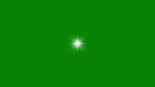Twinkling star motion graphics 4k video loop white cartoon doodle blinking starlets, glittering line sparkle, comic manga flashes, shining festive fx overlay with green screen background