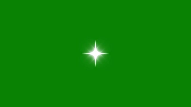 Twinkling cartoon stars and glitter fx white doodle blinking sparkle pop up animation, comic manga flashes, flat smoke bursts, and shining light effects on transparent green screen 4k video