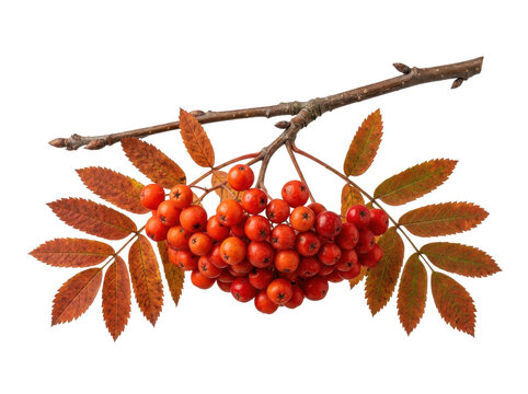 Autumn Rowan Berries on Branch