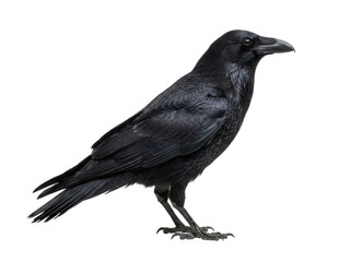 Obraz premium Common Raven Standing on White