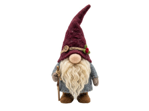 Felt Christmas Gnome With Walking Stick