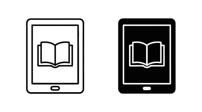 Vector illustration of ebook reader tablet icon set on a transparent background