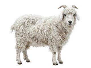 Fototapeta premium Angora Goat Standing on White Background