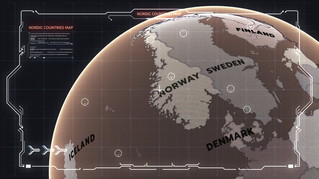 The Nordic countries map, Nordic countries,  Denmark, Finland, Iceland, Norway, and Sweden