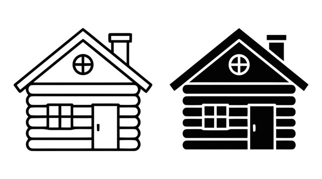 Vector illustration of log cabin house icon set, vector illustration on a transparent background