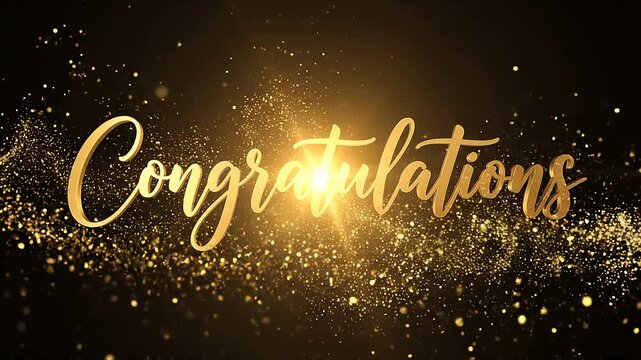 Golden congratulations lettering against background