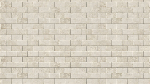 A seamless texture of rectangular stone bricks arranged in a running bond pattern with light beige and grey tones for architectural use