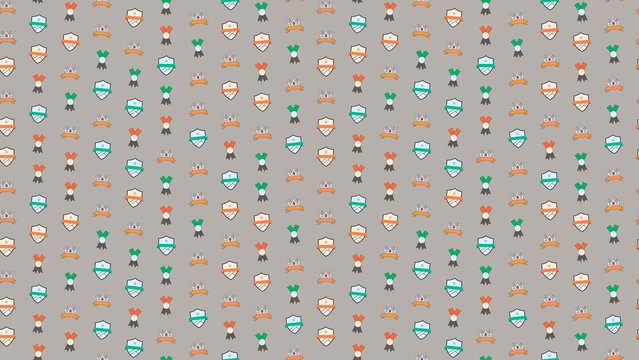 Seamless pattern of awards, shields, and crowns