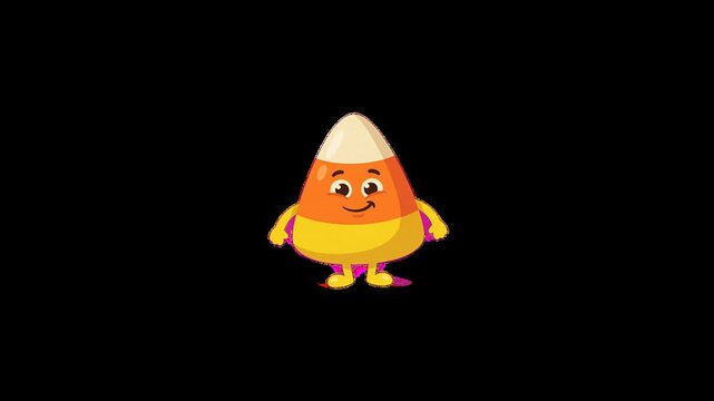 Cute cartoon anthropomorphic candy corn character illustration for Halloween celebration and holiday food concepts.