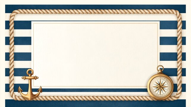 Frame with nautical elements including anchor, compass, and rope border