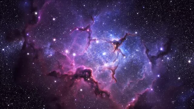 Vibrant Cosmic Nebula with Twinkling Stars in Deep Space