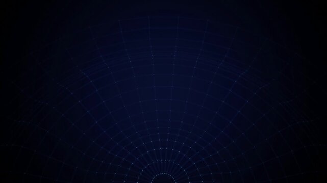 Wireframe dome grid cyan points twisting seamless loop background